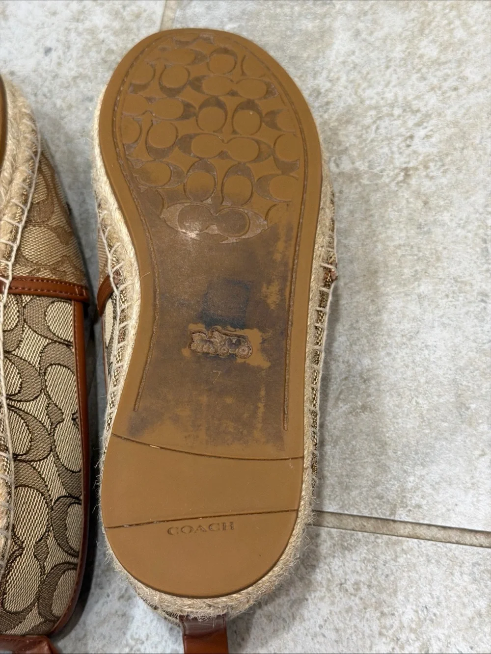 Coach Carson Espadrille Khaki/Saddle Size 7 Preowned